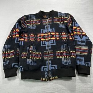 Native Jacket Mens Small Black Aztec Bomber Sherpa Lined Outdoor Full Zip Adult